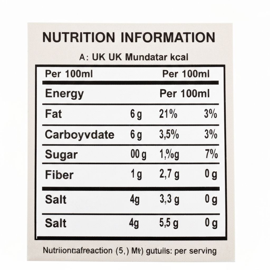 UK mandatory nutrition information panel