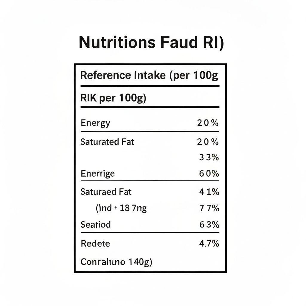 UK nutrition label with RI percentage values for adult reference intake